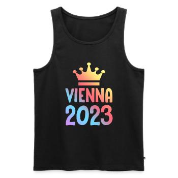 Vienna 2023 Wien Krone - Men's Premium Organic Tank Top - black - Front - AI Model Male 178 light (178cm)