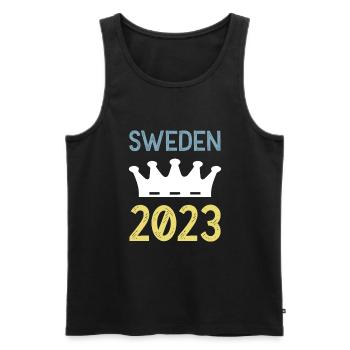 Sweden 2023 Krona - Men's Premium Organic Tank Top - black - Front - AI Model Male 178 light (178cm)
