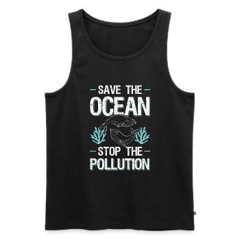 Protection contre l’arrêt Save the Ocean - Débardeur bio Premium Homme - noir - Devant - Michal (187cm)