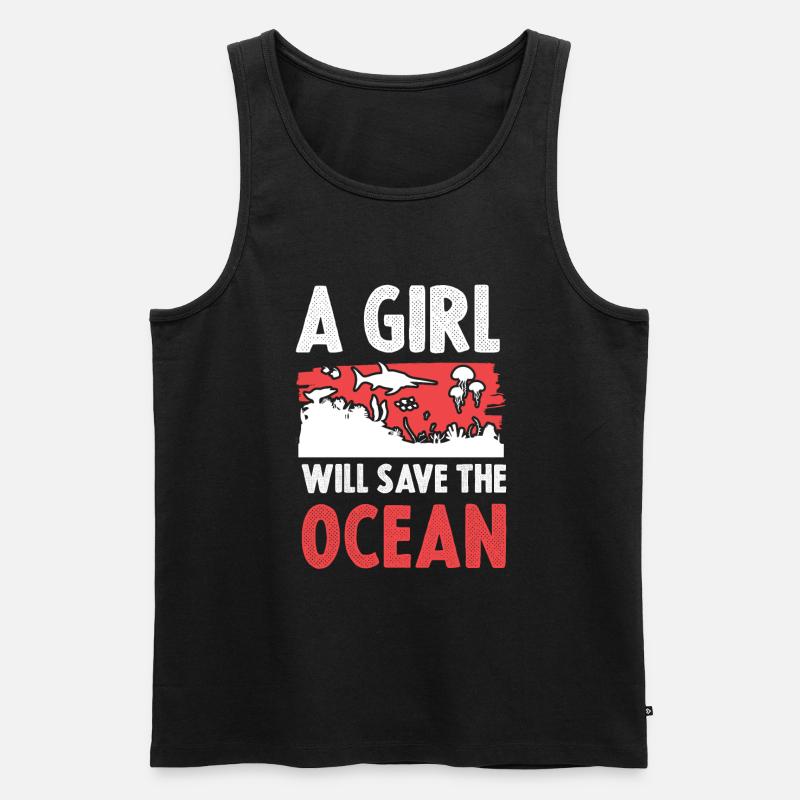 save the ocean mädchen - Männer Premium Bio Tank Top - Schwarz