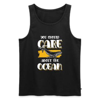 save the ocean spruch - Männer Premium Bio Tank Top - Schwarz - Vorne - AI Model Male 178 light (178cm)