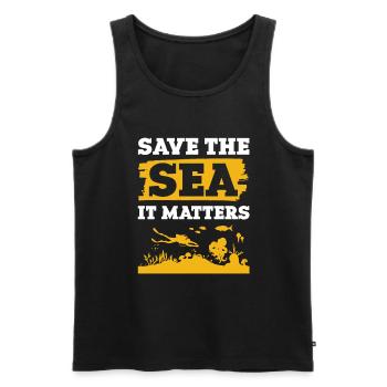 save the ocean spruch - Männer Premium Bio Tank Top - Schwarz - Vorne - AI Model Male 178 light (178cm)