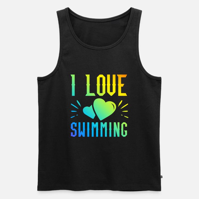 Ich liebe Schwimmen - Männer Premium Bio Tank Top - Schwarz