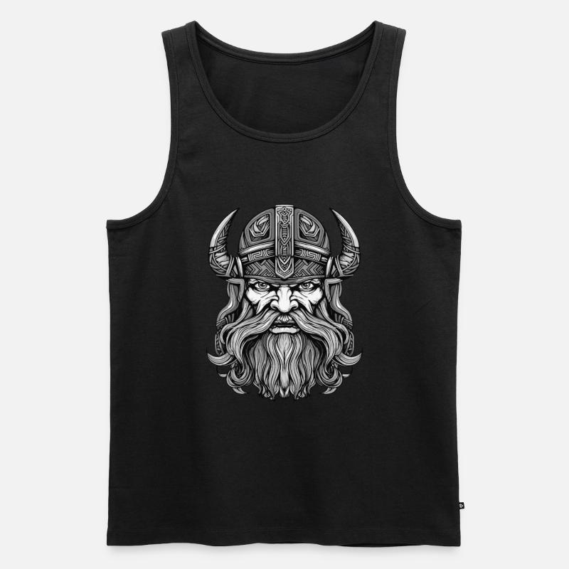Wikinger Krieger Valhalla Kopf - Männer Premium Bio Tank Top - Schwarz