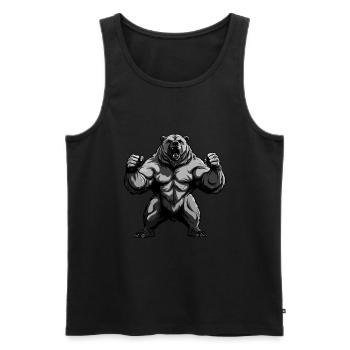 Ours Grizzly Musculation Muscles - Débardeur bio Premium Homme - noir - Devant - Michal (187cm)