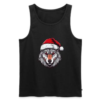 Tête de loup Noël Noël - Débardeur bio Premium Homme - noir - Devant - AI Model Male 178 light (178cm)