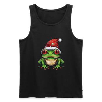 Tête de grenouille Noël Noël - Débardeur bio Premium Homme - noir - Devant - Michal (187cm)