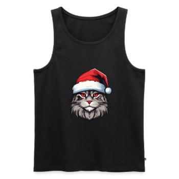 Tête de chat Noël Noël Portrait - Débardeur bio Premium Homme - noir - Devant - Michal (187cm)