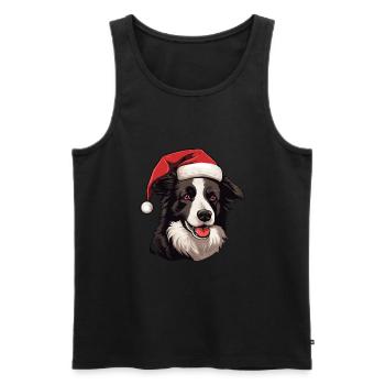 Border Collie Dog Head Christmas Christmas - Men's Premium Organic Tank Top - black - Front - Michal (187cm)