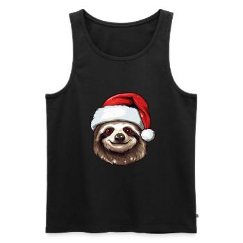 Sloth Christmas Animal Head - Men's Premium Organic Tank Top - black - Front - Michal (187cm)