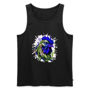 Hahn Kopf Porträt Bunt - Männer Premium Bio Tank Top - Schwarz - Vorne - AI Model Male 178 light (178cm)