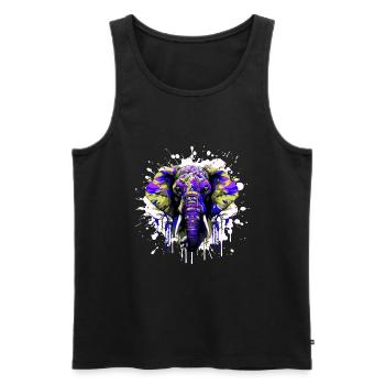 Elephant Head Portrait Colorful - Men's Premium Organic Tank Top - black - Front - AI Model Male 178 light (178cm)