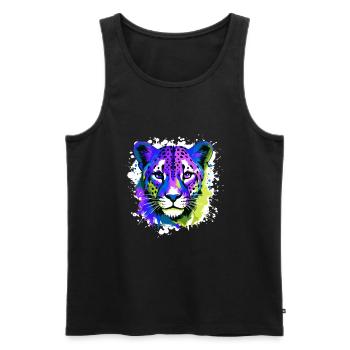 Gepard Kopf Porträt Bunt - Männer Premium Bio Tank Top - Schwarz - Vorne - Michal (187cm)