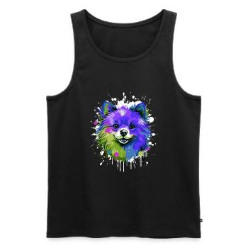 Pomeranian Dog Head Portrait Colorful - Men's Premium Organic Tank Top - black - Front - Michal (187cm)