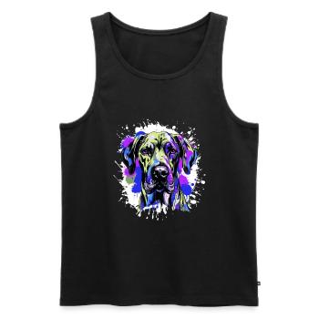 Great Dane Dog Head Portrait Colorful - Men's Premium Organic Tank Top - black - Front - Michal (187cm)