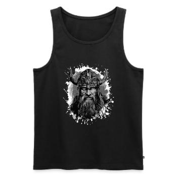 Wikinger Kopf Valhalla Krieger - Männer Premium Bio Tank Top - Schwarz - Vorne - Michal (187cm)