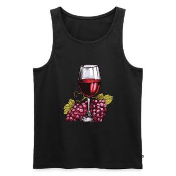 Wine Glass Grapes Wine - Men's Premium Organic Tank Top - black - Front - AI Model Male 178 light (178cm)