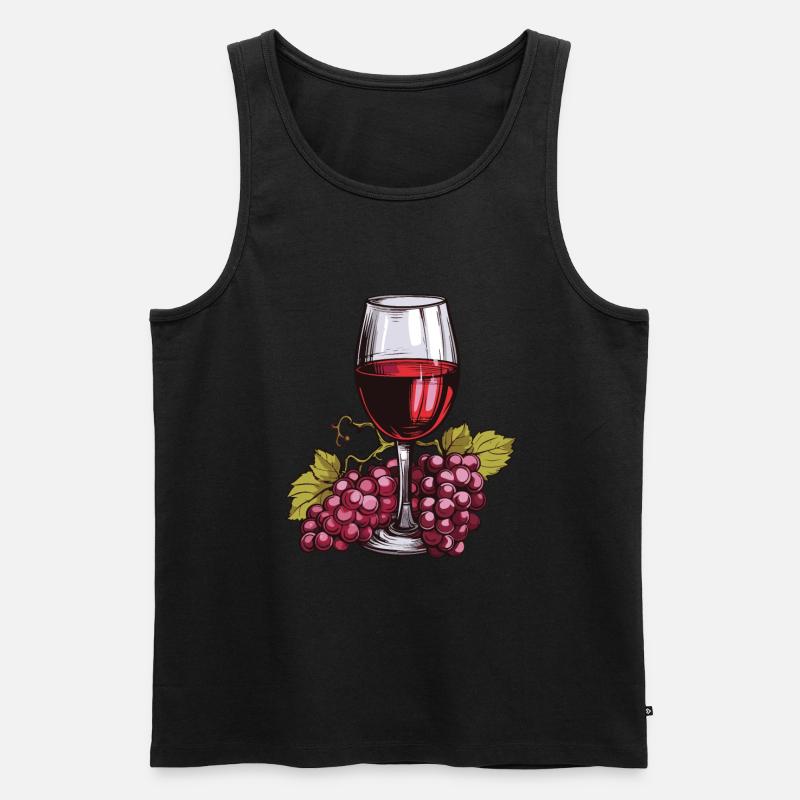 Weinglas Trauben Wein - Männer Premium Bio Tank Top - Schwarz