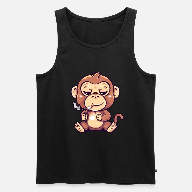 Affe Raucher Smoke Joint - Männer Premium Bio Tank Top - Schwarz