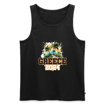Greece 2024 Travel Holidays - Men's Premium Organic Tank Top - black - Front - Michal (187cm)