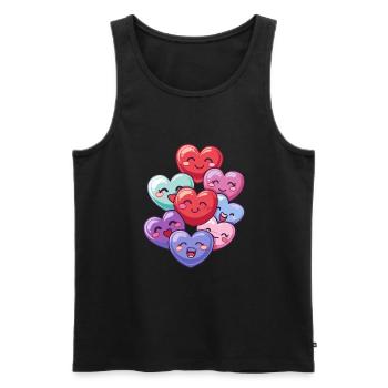 Bunte Herzen Love - Männer Premium Bio Tank Top - Schwarz - Vorne - AI Model Male 178 light (178cm)
