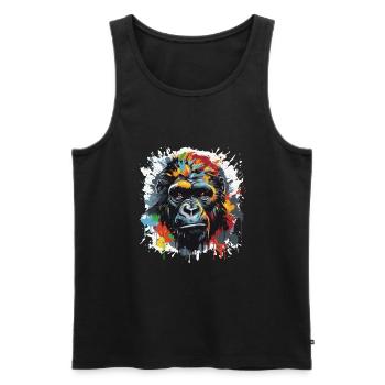 Tête de Gorille Pop Art - Débardeur bio Premium Homme - noir - Devant - Michal (187cm)