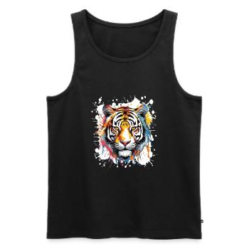 Tiger Pop Art Head - Men's Premium Organic Tank Top - black - Front - AI Model Male 178 light (178cm)