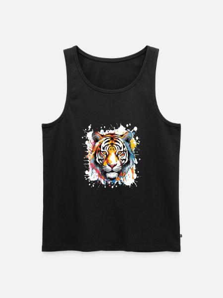 Tiger Pop Art Head - Men's Premium Organic Tank Top - black