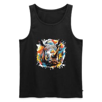 Tête de rhinocéros Pop Art - Débardeur bio Premium Homme - noir - Devant - Michal (187cm)