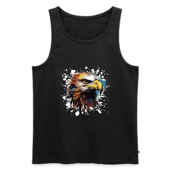 Eagle Pop Art Head - Men's Premium Organic Tank Top - black - Front - AI Model Male 178 light (178cm)