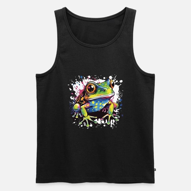 Frosch Pop Art Tier - Männer Premium Bio Tank Top - Schwarz