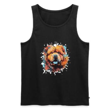 Chow Chow chien Pop Art tête - Débardeur bio Premium Homme - noir - Devant - Michal (187cm)