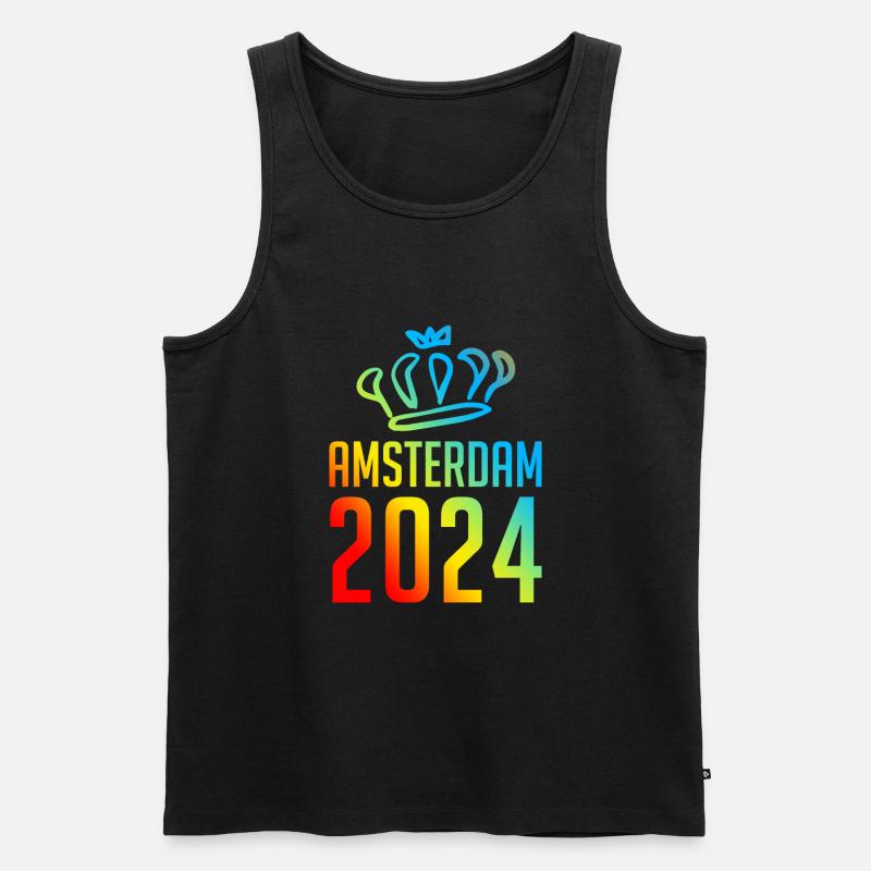Amsterdam 2024 Bunt - Männer Premium Bio Tank Top - Schwarz