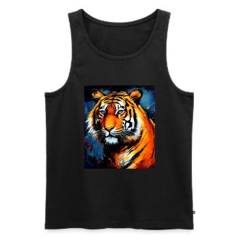 Tiger Portrait - Männer Premium Bio Tank Top - Schwarz - Vorne - AI Model Male 178 light (178cm)