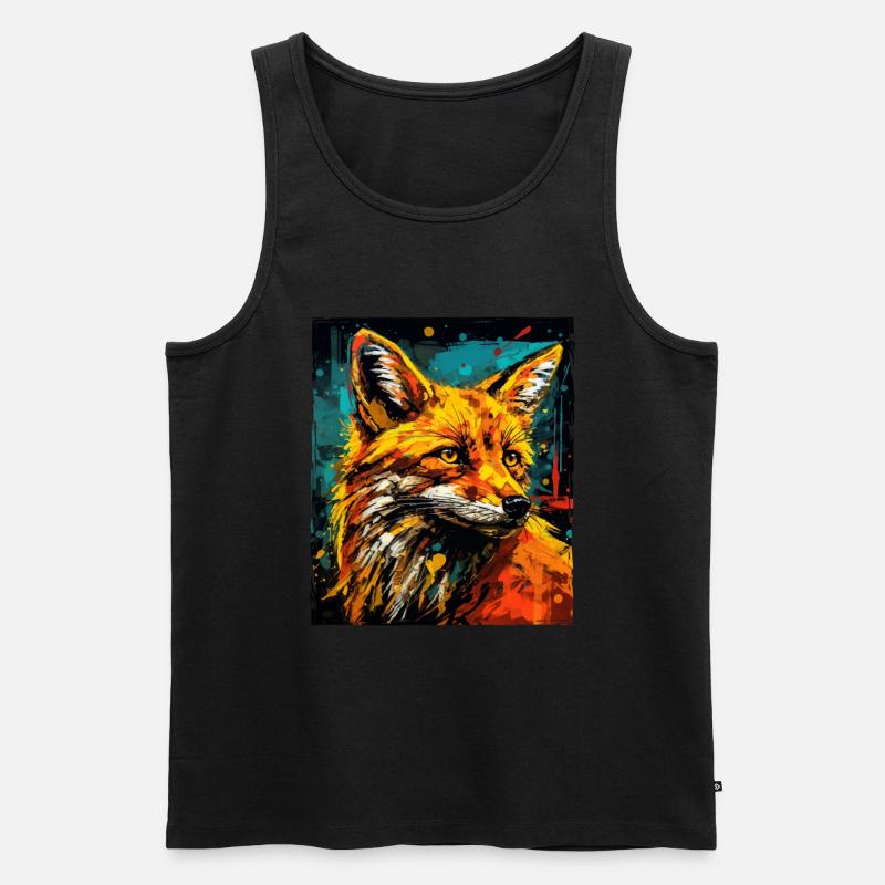 Fuchs Portrait - Männer Premium Bio Tank Top - Schwarz