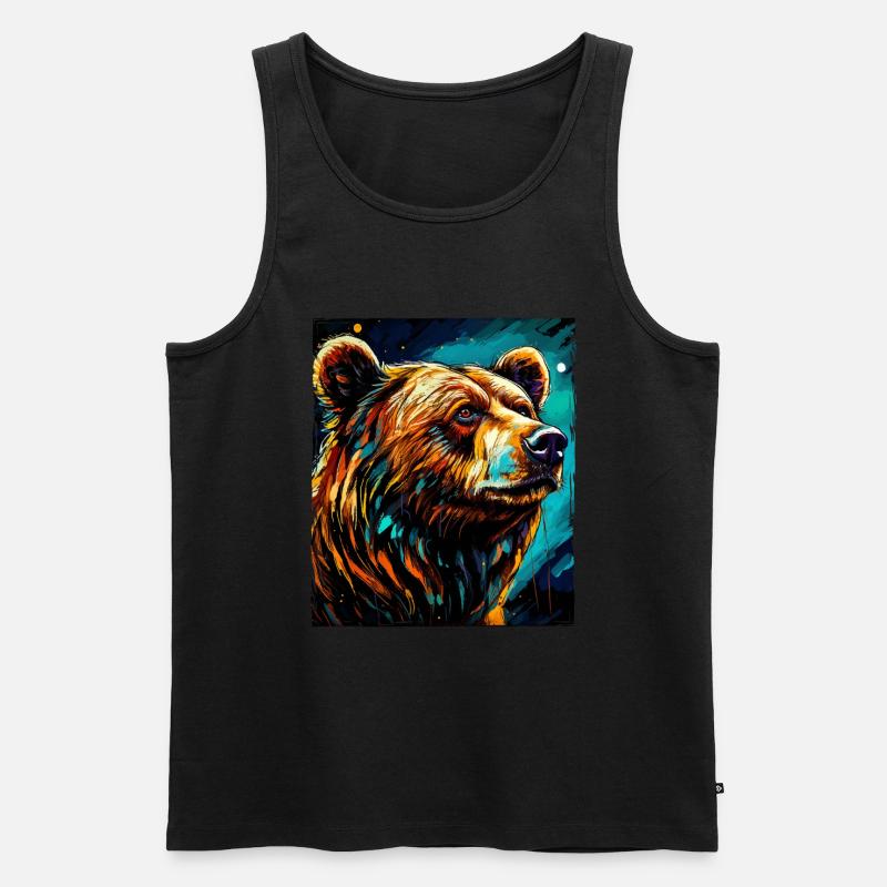 Bär Portrait - Männer Premium Bio Tank Top - Schwarz