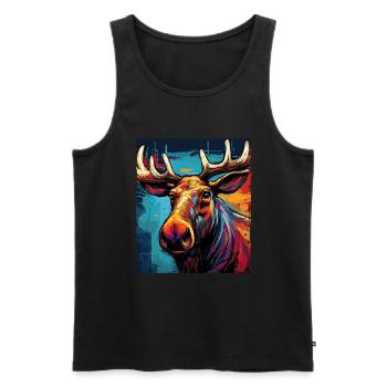 Moose Portrait - Men's Premium Organic Tank Top - black - Front - Michal (187cm)