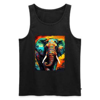 Elefant Portrait - Männer Premium Bio Tank Top - Schwarz - Vorne - AI Model Male 178 light (178cm)