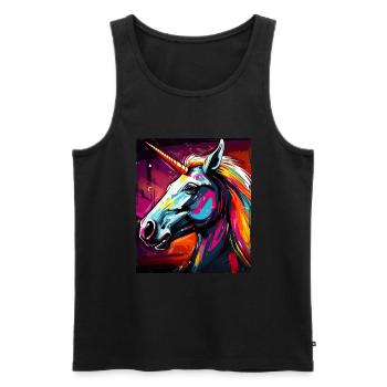 Einhorn Portrait - Männer Premium Bio Tank Top - Schwarz - Vorne - AI Model Male 178 light (178cm)