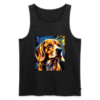 Portrait de chien Beagle - Débardeur bio Premium Homme - noir - Devant - Michal (187cm)