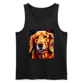 Portrait de chien Golden Retriever - Débardeur bio Premium Homme - noir - Devant - Michal (187cm)