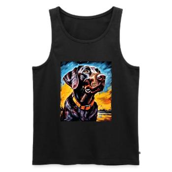 Portrait de chien Labrador - Débardeur bio Premium Homme - noir - Devant - Michal (187cm)