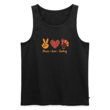 Thanksgiving Paix Amour Turquie - Débardeur bio Premium Homme - noir - Devant - Michal (187cm)