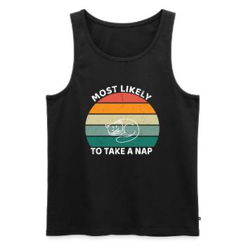Most likely to take a nap - sleeping cat - Men's Premium Organic Tank Top - black - Front - Michal (187cm)