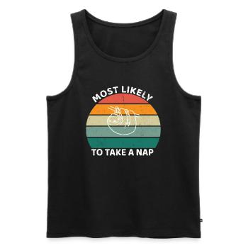 Most likely to take a nap - Faultier - Männer Premium Bio Tank Top - Schwarz - Vorne - Michal (187cm)