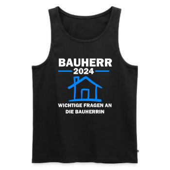 Bauherr 2024 Hausbau Baubeginn Geschenk - Männer Premium Bio Tank Top - Schwarz - Vorne - Michal (187cm)