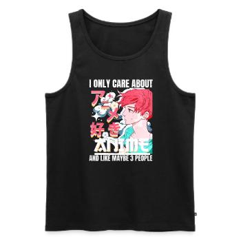 Anime Boy Ich kümmere mich nur um Anime und mag vielleicht 3 - Männer Premium Bio Tank Top - Schwarz - Vorne - Michal (187cm)