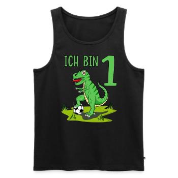Dinosaur Rex Football 1 Birthday - Men's Premium Organic Tank Top - black - Front - Michal (187cm)