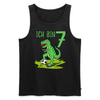 Dinosaurier Rex Fußball 7 Geburtstag - Männer Premium Bio Tank Top - Schwarz - Vorne - AI Model Male 178 light (178cm)