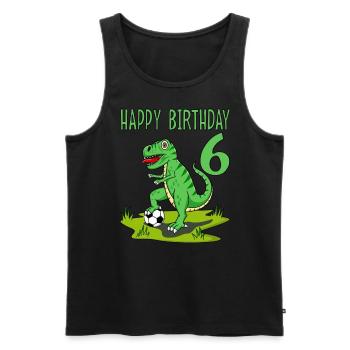 dinosaure rex football 6 joyeux anniversaire vert - Débardeur bio Premium Homme - noir - Devant - Michal (187cm)